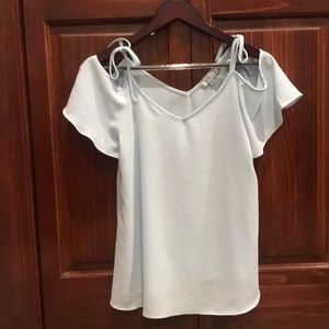 Light Blue Open Shoulder Top- Moa Moa brand
